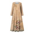 thumbnail image 4 of Robes d'Été pour Femmes à Manches Longues Robes à Col Rond avec Poche, 4 of 5