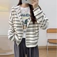 thumbnail image 4 of Chaquetas a rayas para mujer, moda coreana, cárdigans holgados de manga larga con capucha, abrigos de algodón con cremallera de gran tamaño, ropa informal para mujer, 4 of 5