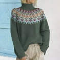 thumbnail image 2 of Chandail Col Roulé pour Femmes Chandail Col Roulé Tricoté Imprimé Rétro Manches Longues Chandail Ample Chandail d'Automne pour Femmes 2025, Chandail Col Roulé pour Femmes P, 2 of 4