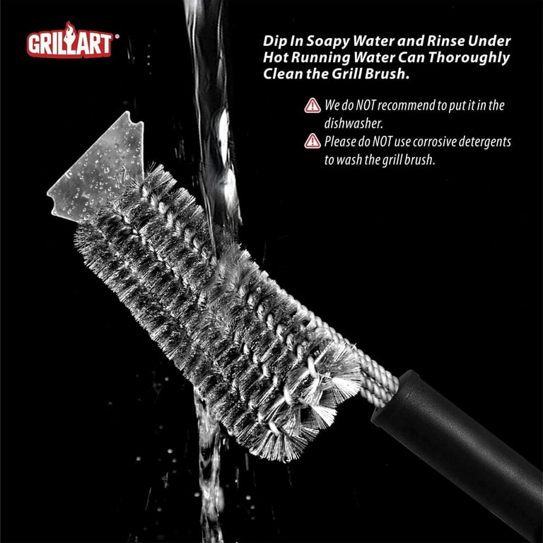 GRILLART Grill Brush and Scraper 18 Inch - Wire Bristle Brush Double  Scrapers - Barbecue Cleaning Brush for Gas/Charcoal Grilling Grates -  Universal Fit BBQ Grill Accessories 