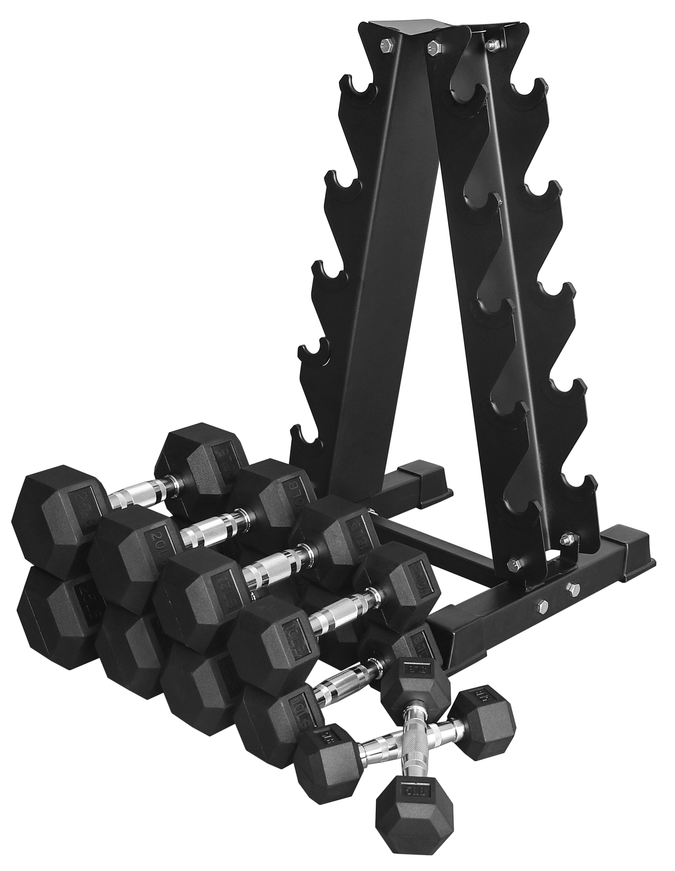 BalanceFrom 150 LB Dumbbell Set with A-Frame Rack, Pair of 5, 10, 15, 20, 25 LB - image 4 of 12