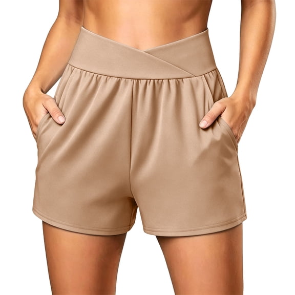 Horkkom Shorts for Women High Waisted Straight Leg Running Shorts Ruched Workout Golf Athletic Shorts, S-3XL