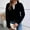 Black, variant on Women's Long Sleeve Sweater Lace Trim Notched V Neck Knit Pullover Tops Casual Trendy Sweaters