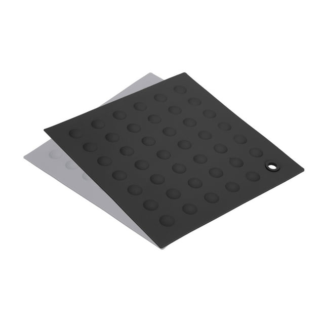 Silicona Salvamanteles Esteras 2uds, Cuadrado Puntos Caliente Sartenes Almohadillas Caliente Olla Soporte, Calor Resistente Plato Estera para Cocina Mesa - Claro Gris, Negro