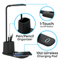 thumbnail image 2 of KUTGY U-Light LED Desk Lamp with Wireless Charger Dimmable Eye-Caring Desktop Lamp with Organizer & 3 Brightness Levels Black, 2 of 10