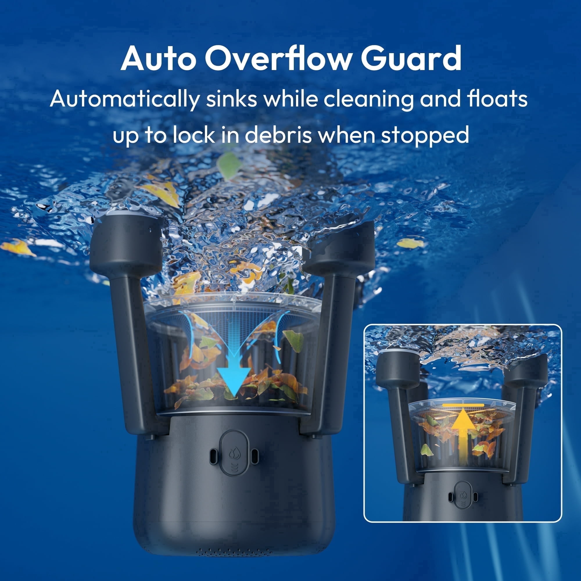 BuVortex V5 Robotic Surface Skimmer, Pool Cleaner with Powerful Suction, Dual Motor, 5L Filter, Dual Cleaning Modes, Smart App Control, One-Tap Docking, LED, AI Navigation