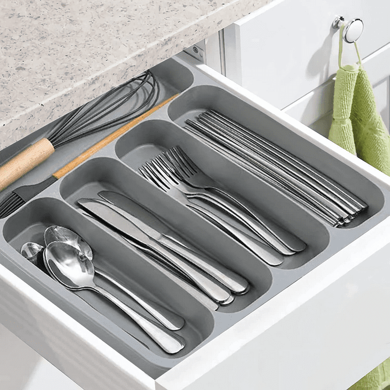 Stainless Steel Kitchen Storage Tray with Cover Cutlery Organizer