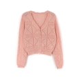 thumbnail image 2 of Women'S 2025 Spring Autumn Winter Short Cardigan Sweater Top Long Sleeve V-Neck Cardigan Jacket Casual Knitwear Pink L, 2 of 9