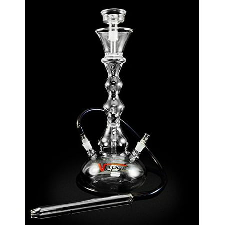 VAPOR GLASS HOOKAHS SPIRAL 20” COMPLETE HOOKAH SET: Portable Glass Hookahs with multi hose capability from a Single Hose shisha pipe to 2 Hose narguile pipes (Clear (Best All Glass Hookah)