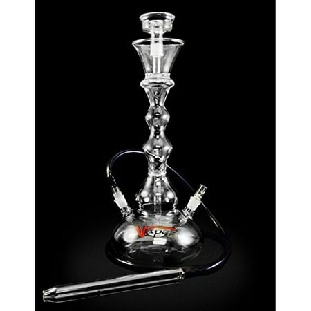 VAPOR GLASS HOOKAHS SPIRAL 20” COMPLETE HOOKAH SET: Portable Glass Hookahs with multi hose capability from a Single Hose shisha pipe to 2 Hose narguile pipes (Clear