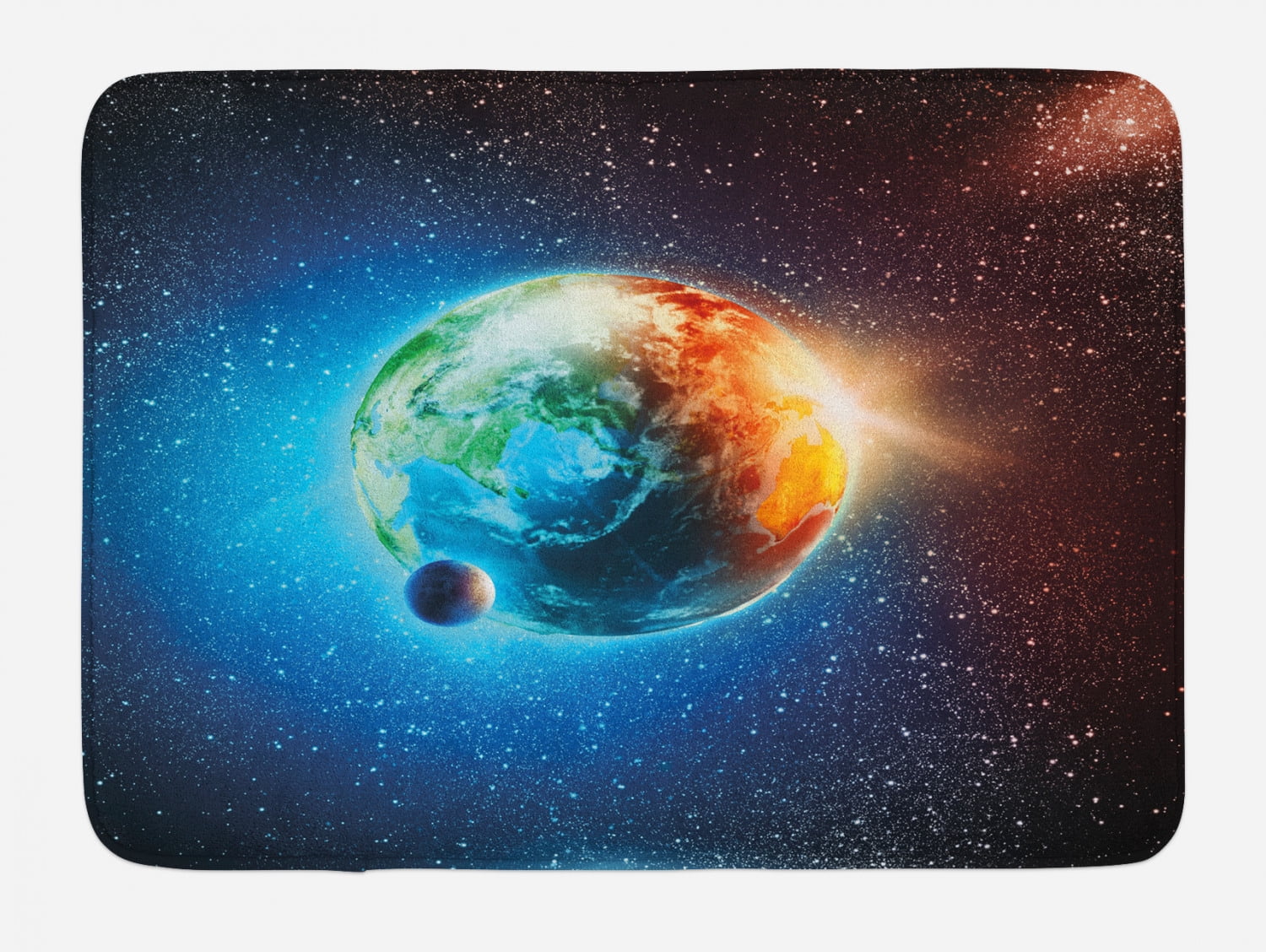Earth Bath Mat, Majestic Galaxy Outer Space View Universe with Planet ...
