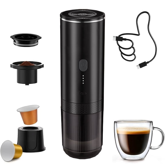 Portable Espresso Maker, 20Bar Electric Coffee Machine for Travel Self-Heating USB-C & 7800mAh Battery, Works with Ground Coffee & NS Capsules, Compact for Camping RV Office Home