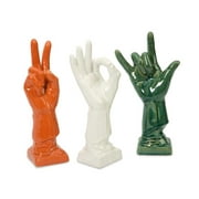 Set of 3 - Peace, Love and Harmony Ceramic Hand Decorations 10.5"