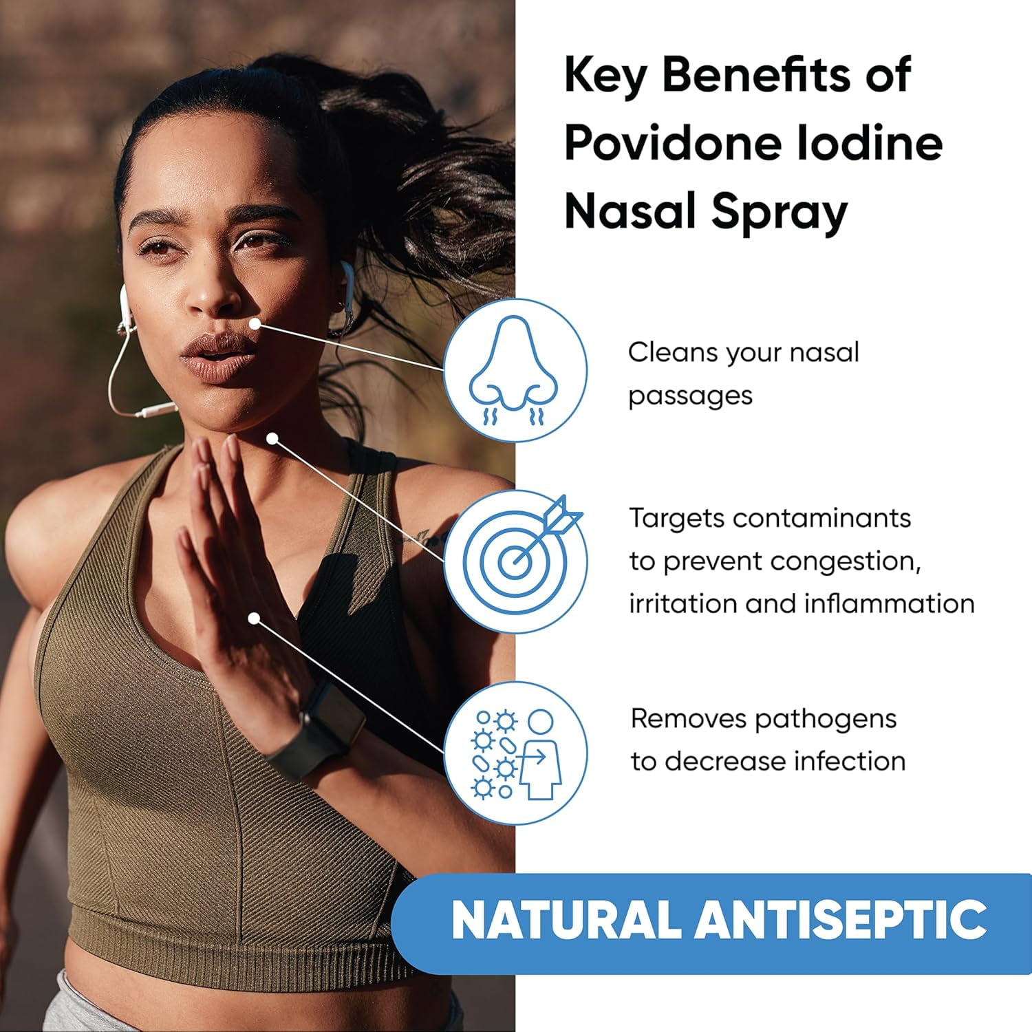 Viraldine 1% Povidone-Iodine Nasal Spray for Daily Congestion Relief, 100 Sprays, 30ml