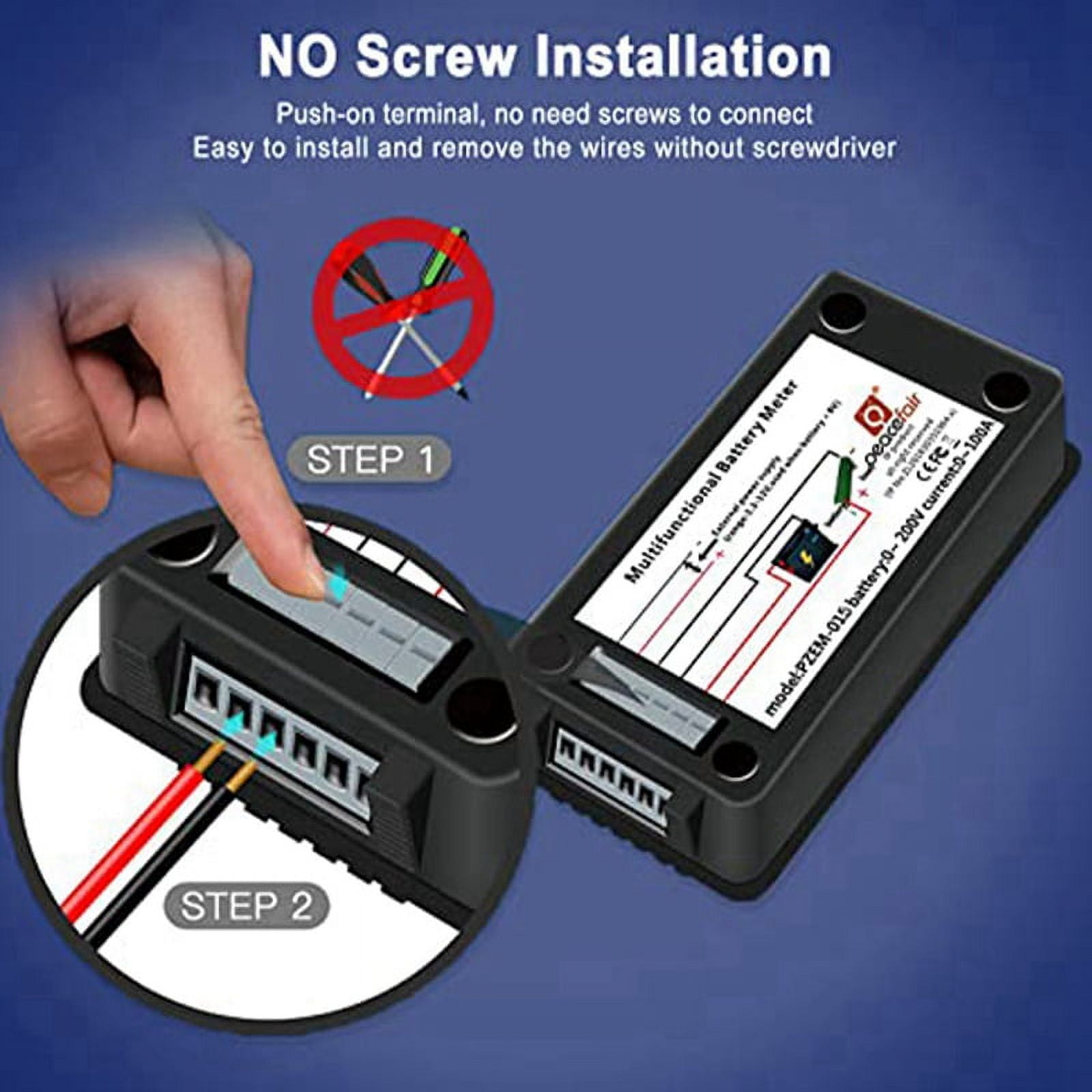 2X DC Battery Monitor Power Meter Ammeter Digital DC 0-200V Shunt 100A Multimeter, Meter Voltmeter Capacity Tester