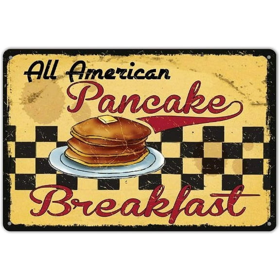 Pancake Breakfast Retro Vintage Kitchen Signs Wall Decor Metal Tin Sign 8x12 Inches