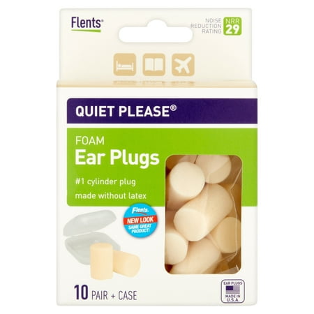Flents Plugs Quiet Please! Foam Ear, 10 Pr (Best Type Of Plugs For Stretched Ears)
