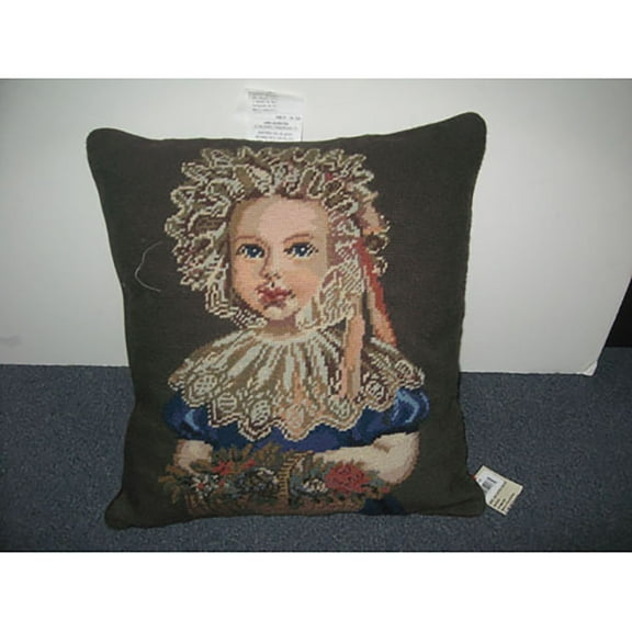 Girl Lace Needlepoint Pillow, 16" x 18"