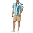 thumbnail image 2 of INSPIRE CHIC Men's Striped Short Sleeves Shirts Button Down Print Hawaiian Shirt S Blue Green, 2 of 6