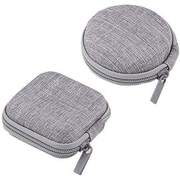 2 Pack Earphone Earbuds Headset Headphone Carrying Case Holder Mini Storage Organizer Box Container Coin Pouch Wallet for MP3,Bluetooth Ear Buds,USB Data Line Cables,Keys,Electronics Protective