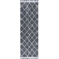 thumbnail image 4 of JONATHAN Y MERCER SHAG 2 x 8 Runner Rug, Mercer Plush Tassel Moroccan Geometric Trellis - Denim Blue/Cream, MCR104A-28, 4 of 4