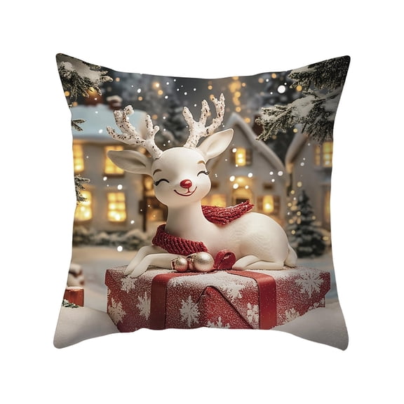 Bwiyojiz Cotton Christmas Pillow Covers 17.7x17.7" Decorative Cases with Soft Fabric Hidden Zipper for Home Decor, Gifts for Women, Red