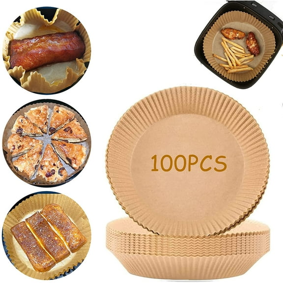 Air Fryer Disposable Paper Liner - 100PCS 6.3inch Round Non-Stick Parchment Paper Liners, Oil-proof, Water-proof Cooking Baking Roasting Filter Paper for Air Fryers Basket, Microwave Oven, Frying Pan