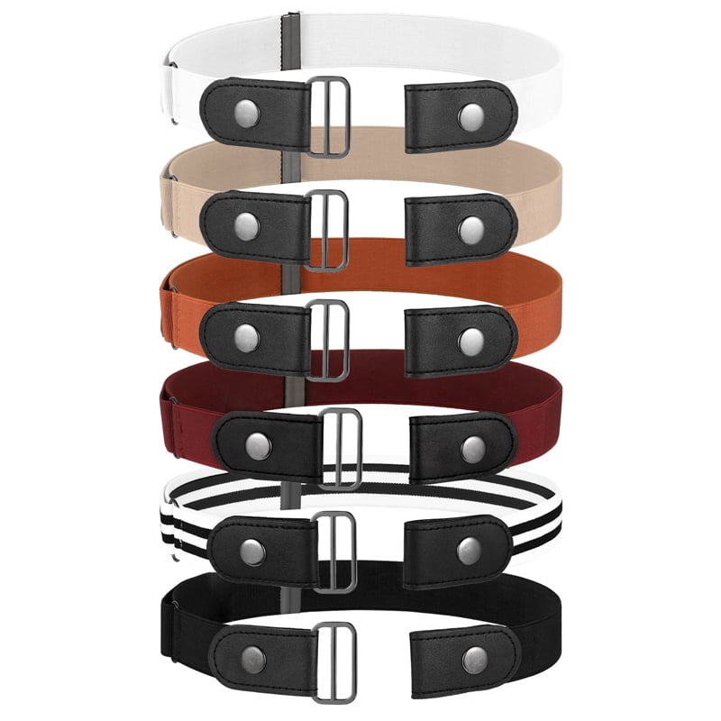Qweryboo 6 Pieces Elastic Buckle-Free Belt, Adjustable Belt No Buckle Invisible Comfortable Stretch Belt,Durable Shaping Belt Waist Belts without Buckles for Women or Men