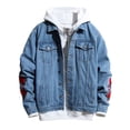 thumbnail image 1 of KaLI_store Men Jeans Jacket Men’s Cotton Denim Jacket with Button Closure Outerwear Blue,S, 1 of 4