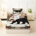 thumbnail image 4 of Manfei Winter Bear Twin Sheets,Wild Woodland Print Bedding,Green,3pcs,1 Fitted Sheet and 1 Pillowcase, 4 of 6