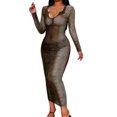 thumbnail image 2 of xiaxaixu Women Close-fitting Dress, Gradient Color U-shaped Neckline One-piece, 2 of 8