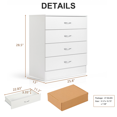 thumbnail image 4 of GZXS Modern Dresser with 4 Drawers, Chest of Drawers, Nightstand Bedside Table for Bedroom, Living Room, Easy Assembly, White, 4 of 11