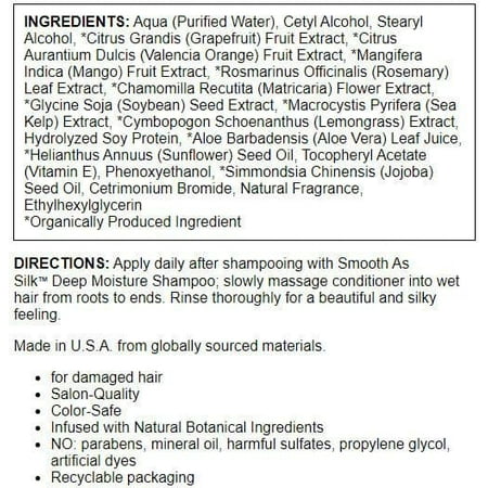 Giovanni Smooth As Silk Deeper Moisture Conditioner, Soothing, for Dry, Damaged Hair, Sulfate Free, No Parabens, 8.5 fl oz