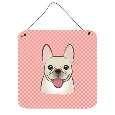 Carolines Treasures Checkerboard Pink French Bulldog Wall or Door Hanging Prints 6x6 multicolor