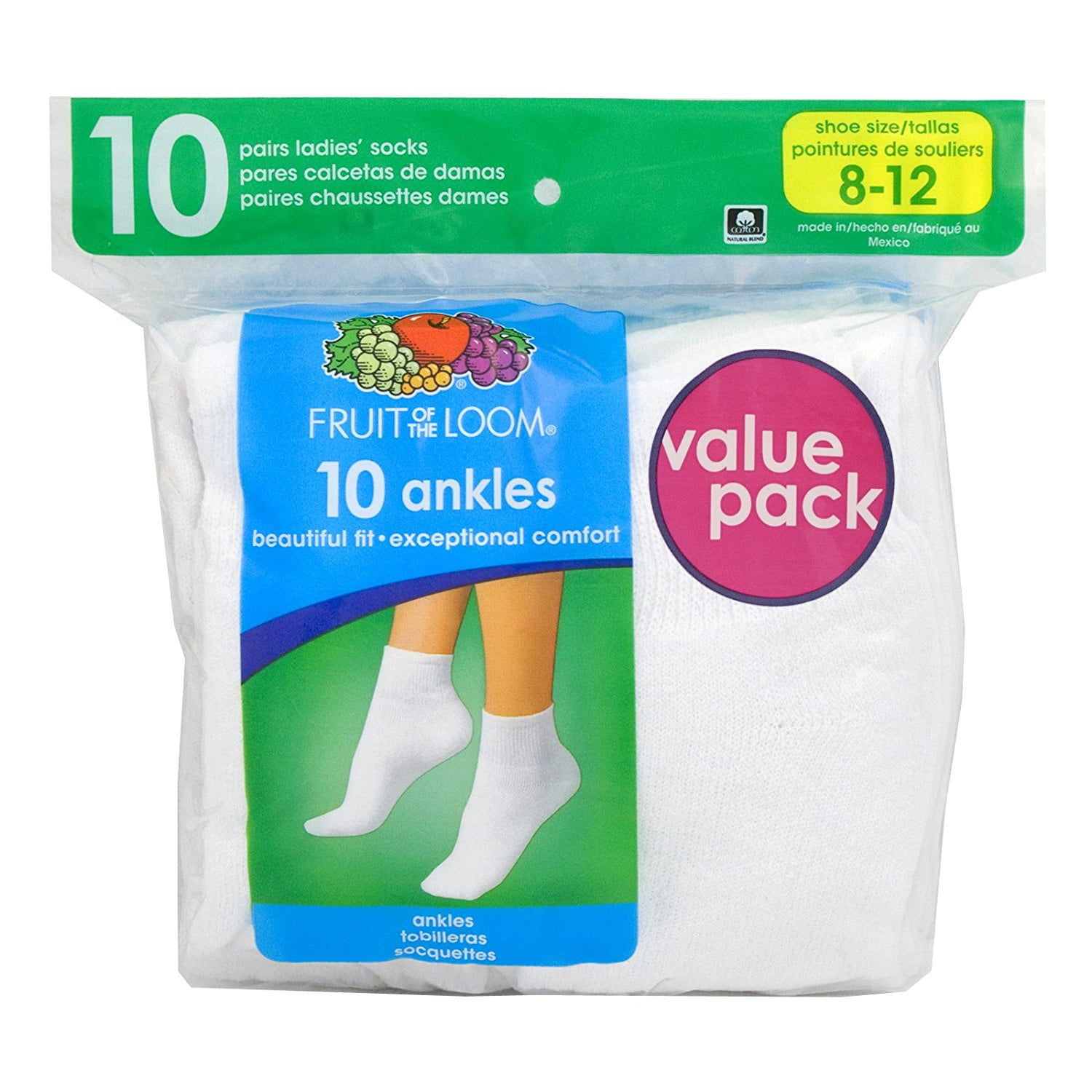 Fruit Of The Loom Women's 10 Pack Cotton Briefs NEW Sizes 6, 8, 9 & 10