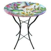 Briarwood Lane Springtime Hummingbirds Glass Birdbath