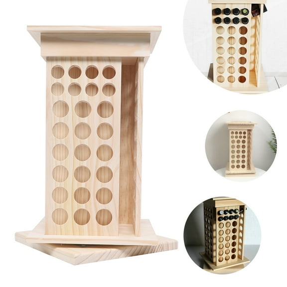 Wood Color Rotating Essential Oil Holder, Essential Oil Display Rack, Wooden Essential Oil Holder 360° Rotation Angle