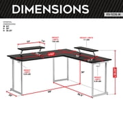 Techni Sport Warrior L-Shaped Gaming Desk with Headphone Holder and Shelving, Black