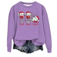 thumbnail image 1 of WEAIXIMIUNG Sweatshirts Courts pour Femmes Plus Femmes Décontracté Col Rond Noël Verre Neige Chapeau de Noël Imprimé Hoodie, 1 of 3