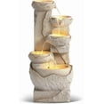 thumbnail image 5 of Haverchair Outdoor 5-Tiers Cascading Rock Water Fountain, Waterfall Fountain with 5 LED Lights, Beige Bowl Feature Fountains and Waterfalls for Garden or Patio, Yard, and Deck Decor, 5 of 9