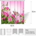 thumbnail image 4 of Butterfly Floral Shower Curtain 72 x 72 Inch, Pink Rose Blossom Shower Curtain Spring Romance Flower Bouquet Shower Curtain Bathroom Decor, Polyester Fabric Waterproof with Hooks, 4 of 6