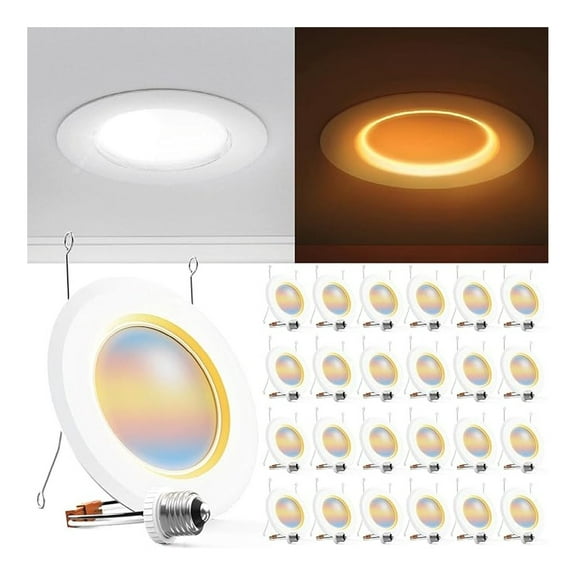 Sunco 24 Pack 6 Inch Recessed Light with Night Light, LED Can Lights Retrofit Lighting, 1000 LM, 12W, Selectable CCT 2700K/3000K/4000K/5000K/6000K, Dimmable, Damp Rated ETL