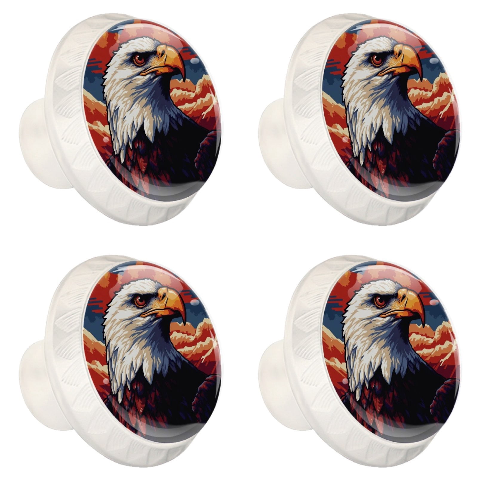 4 Pcs Eagle Knobs for Kitchen Cabinet Cupboard Dresser Bookcase Drawer Pulls Handles Round Home Decor