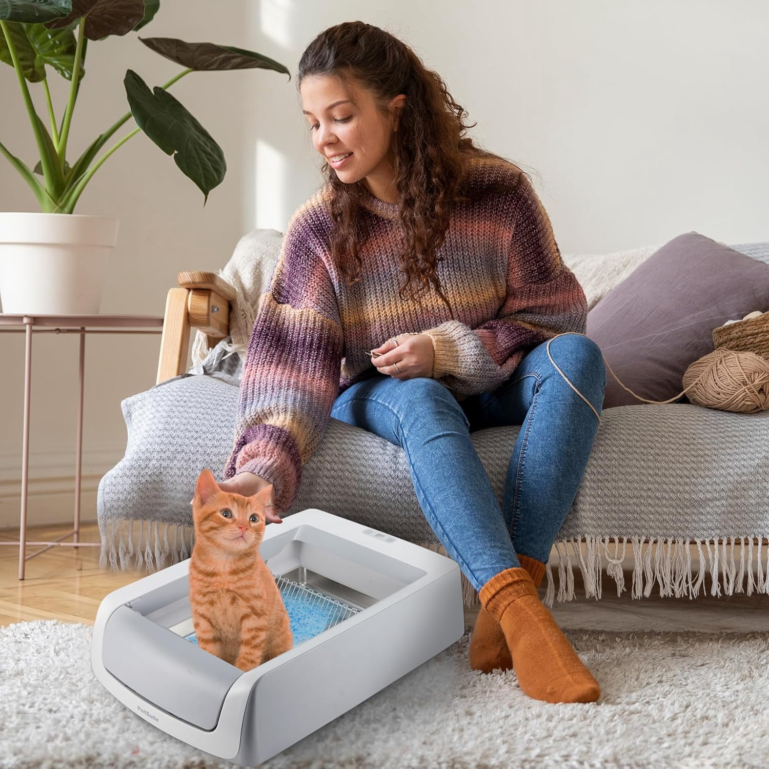 SUMMIT Cat Reusable Litter Tray Compatible with Petsafe Scoop-Free Cat Litter Box, Stainless Steel Tray with Litter Scooper Included, Compatible with All Litter Box Tray, Odor and Stain Resistant