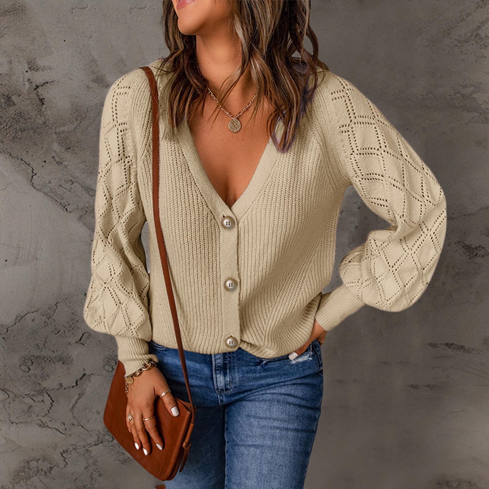 Holiday Ladies Open Front Cardigan Long Jumper Button Up Casual Loose Coat  Tops