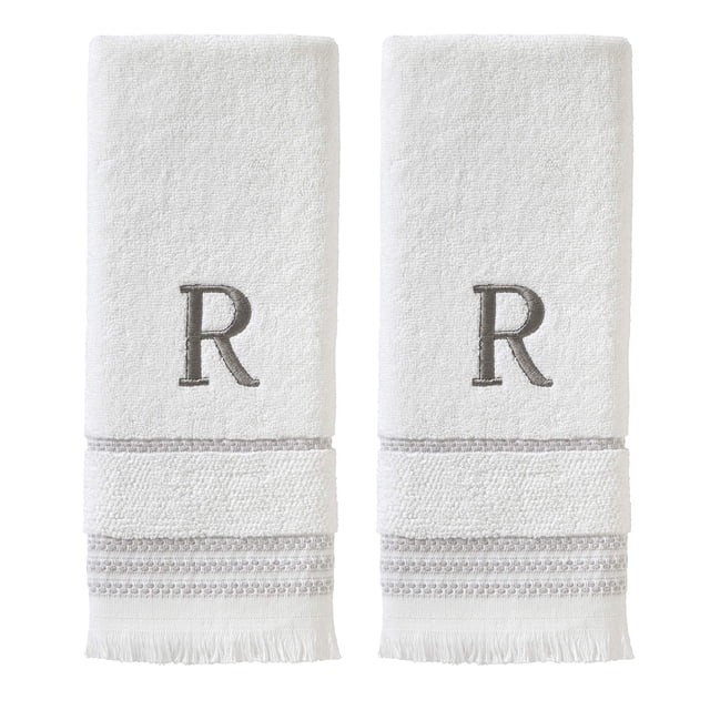 Toalla de mano SKL Home Casual Monogram, 100% algodón, 16 x 26 cm, color blanco