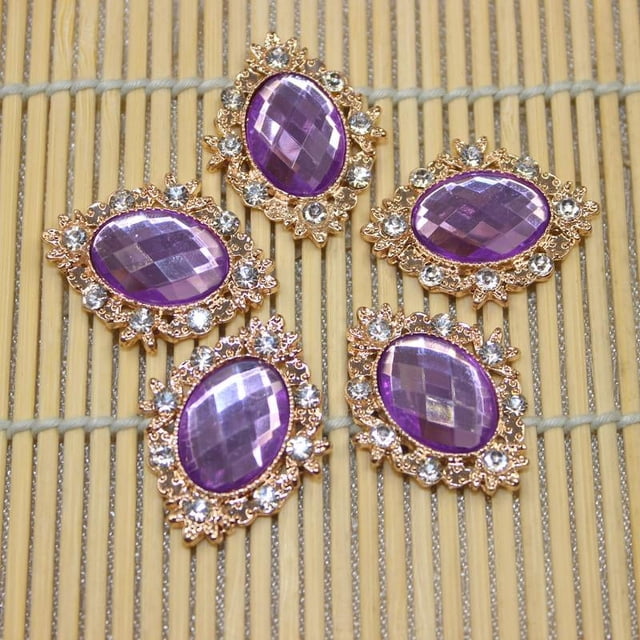 Rongfmy 10 Piece Crystal Rhinestone Button Flatback Gemstone DIY Jewelry Cabochon 30x25mm
