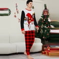 thumbnail image 4 of Yuaguia Family Matching Christmas Pajamas, Gnome with Christmas Lights Print Black Raglan Long Sleeve Top and Red Black Buffalo Plaid Lounge Pants Sleepwear Set, Men S, 4 of 7