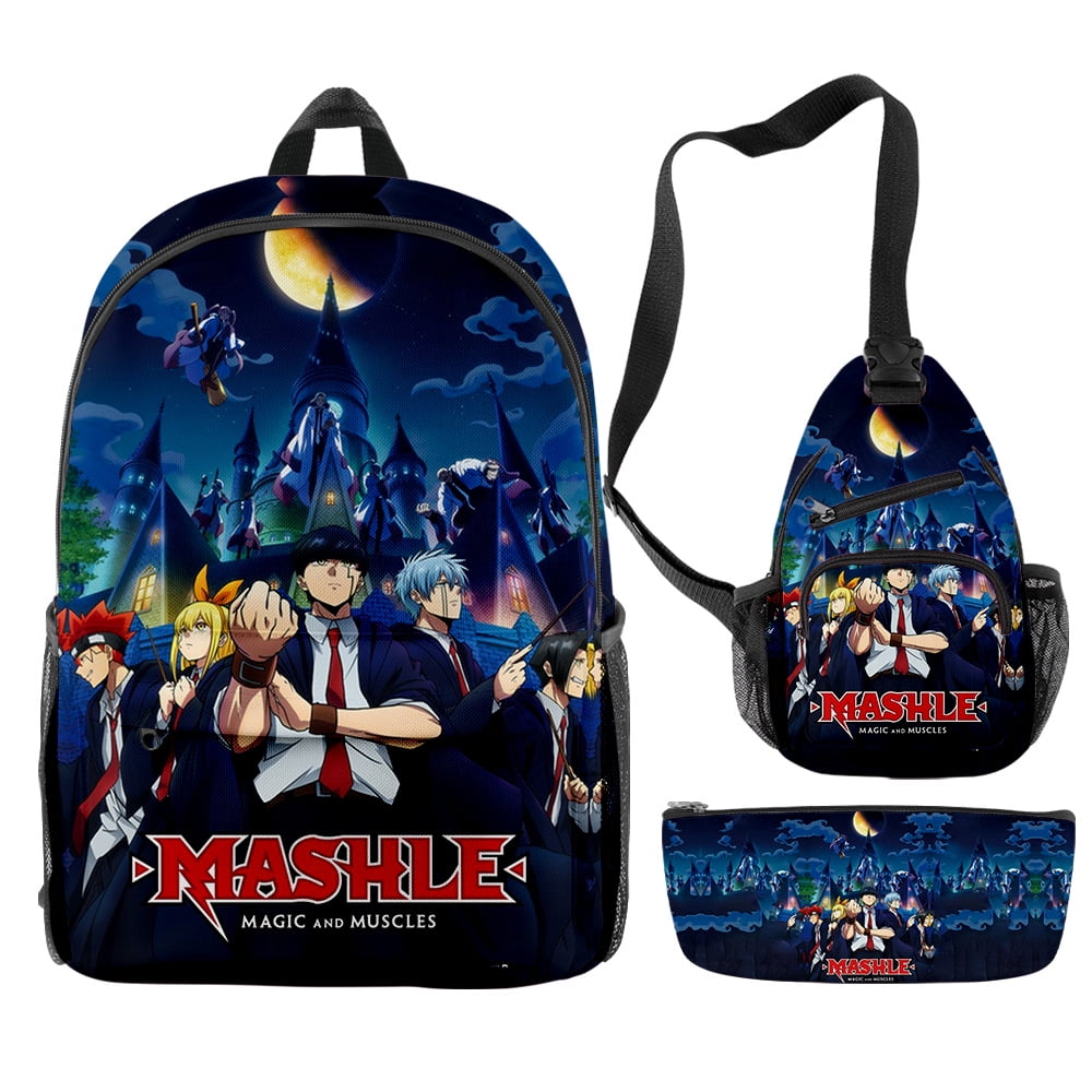 Mashle Magic and Muscles Backpacks 3 Pieces Sets Unique Crossbody Bag ...