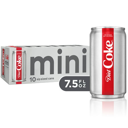 (3 Pack) Diet Coke Mini Cans, 7.5 Fl Oz, 10 Count
